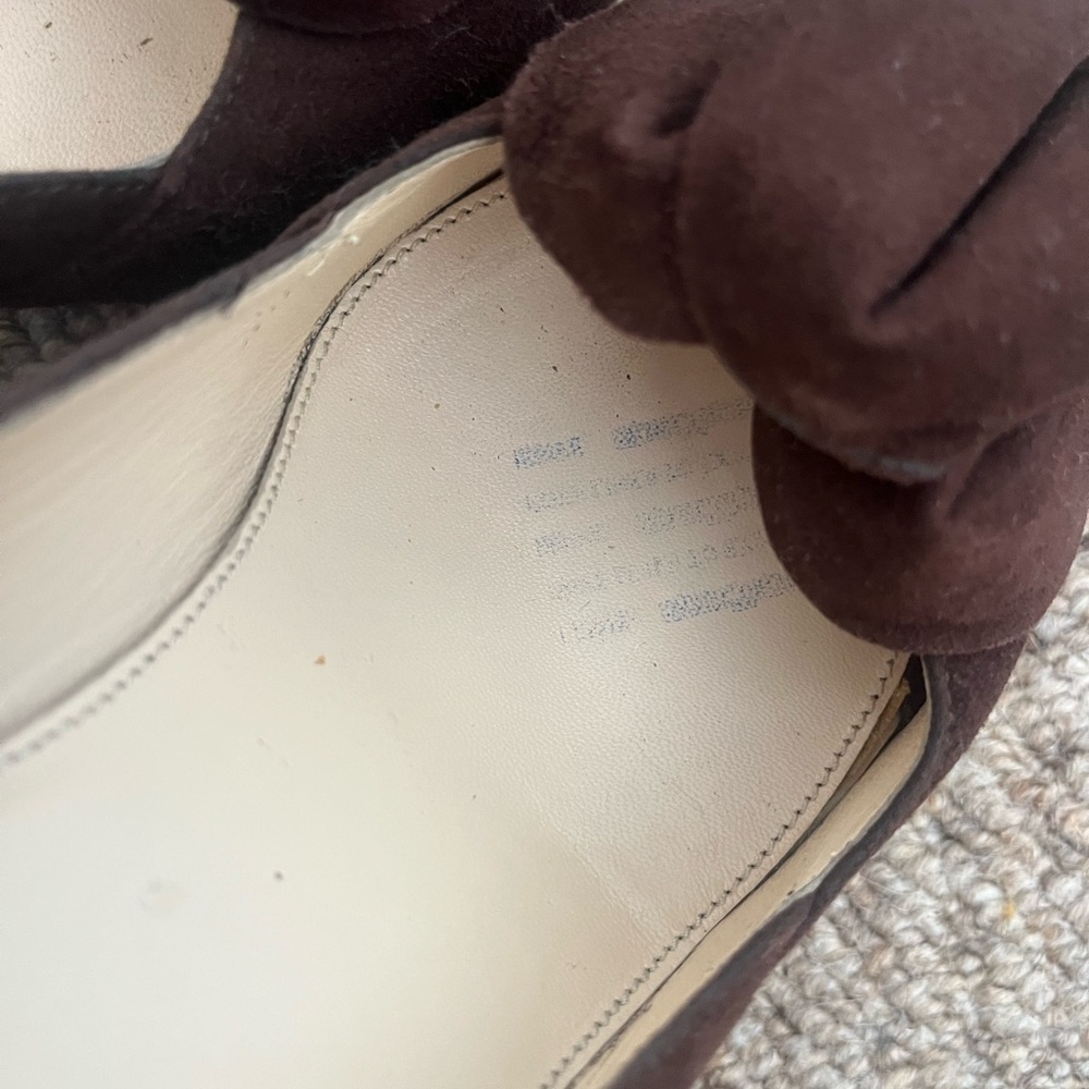 PRADA Suede Peep-Toe Petal Pumps - Picture 11 of 12